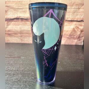 Starbucks Halloween 2021 Cold Cup Tumbler Glow in the Dark Cat with Moon